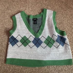 Classic white & green sweater vest.